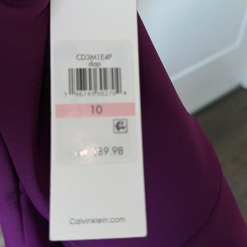 💐 NWT! Purple CALVIN KLEIN Cap Sleeve Sheath Dress - Size 10 - Picture 7 of 7
